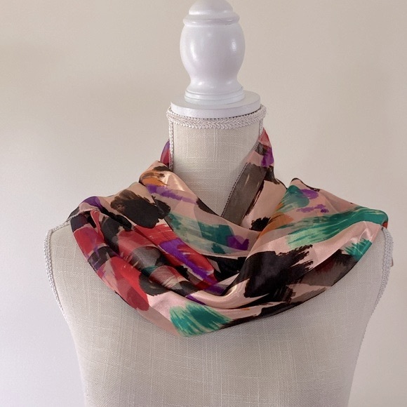 Satin stripe lightweight multi color paint 🎨 fashion scarf design silk feel - Picture 4 of 13